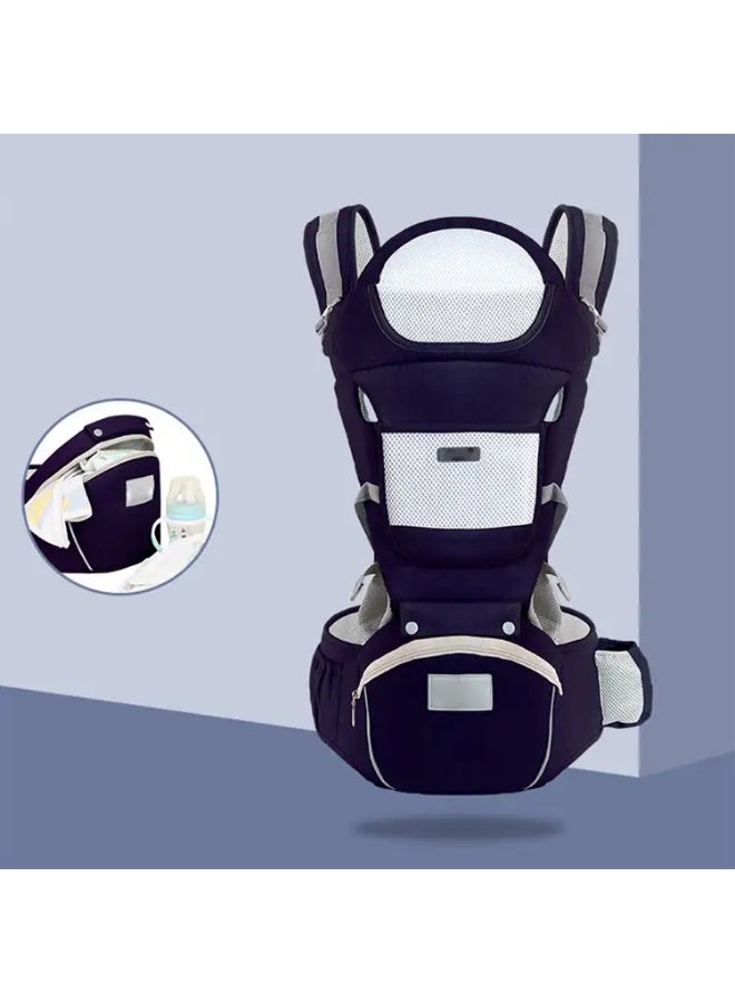 حامل أطفال 6 في 1، مقعد للورك، حزام خصر متعدد الوظائف، مناسب للمشي والتسوق والرحلات والتنزه - مقاس قابل للتعديل، مناسب للأطفال من عمر 0 ​​إلى 36 شهرًا، مع علبة هدايا.